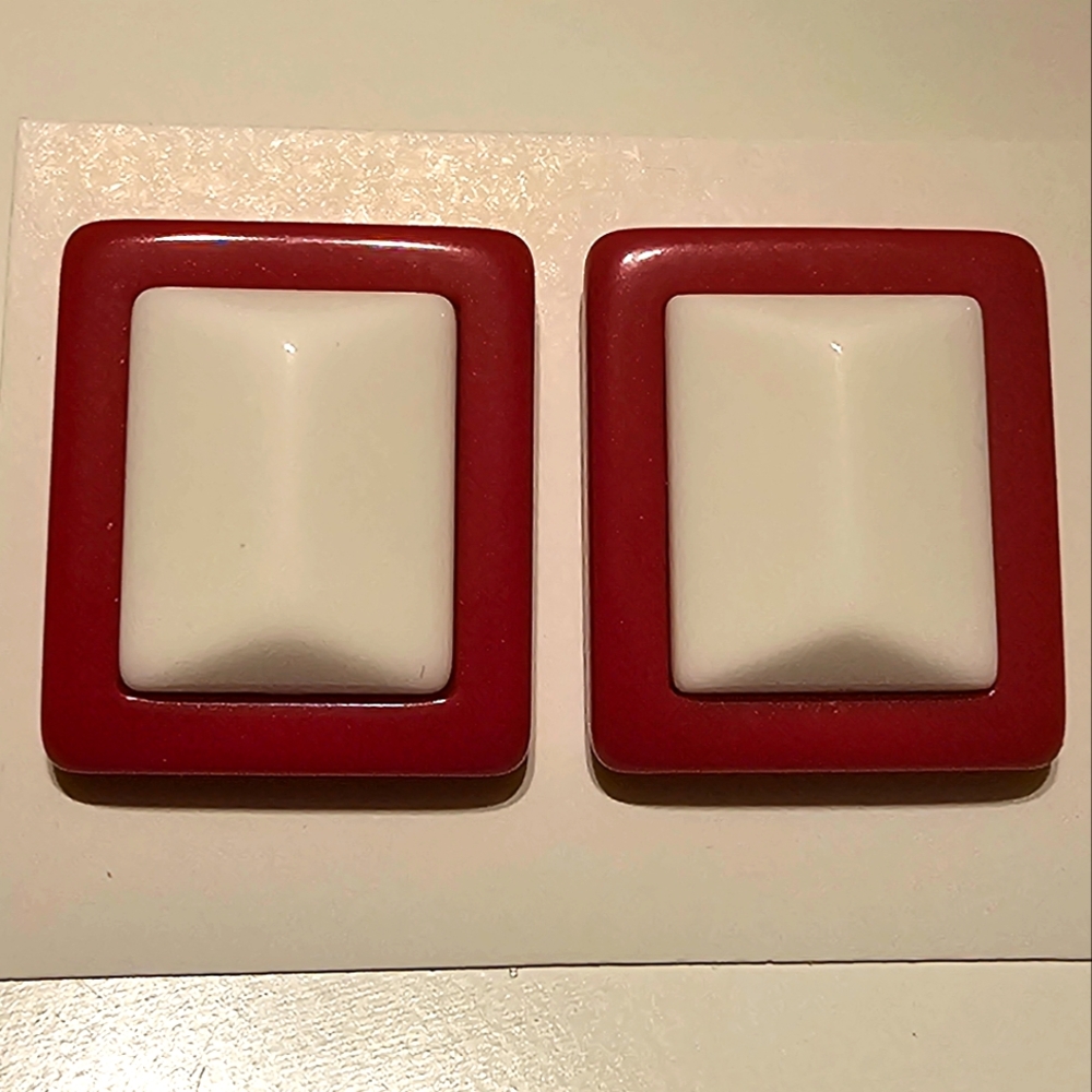 Vintage Two-Tone Rectangle Earrings